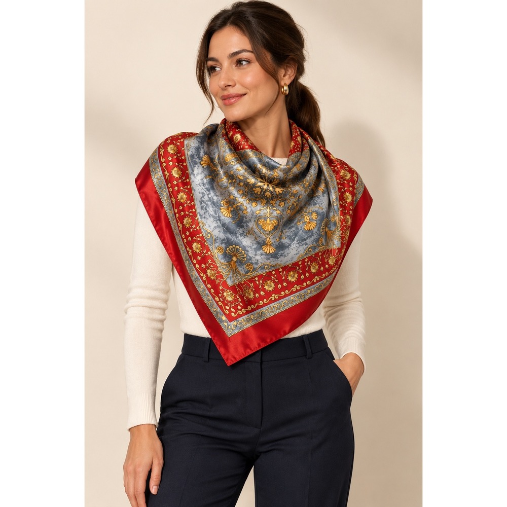 Pierre Balmain Paris Francois 1er Scarf Red Gold Blue Old Money Luxury